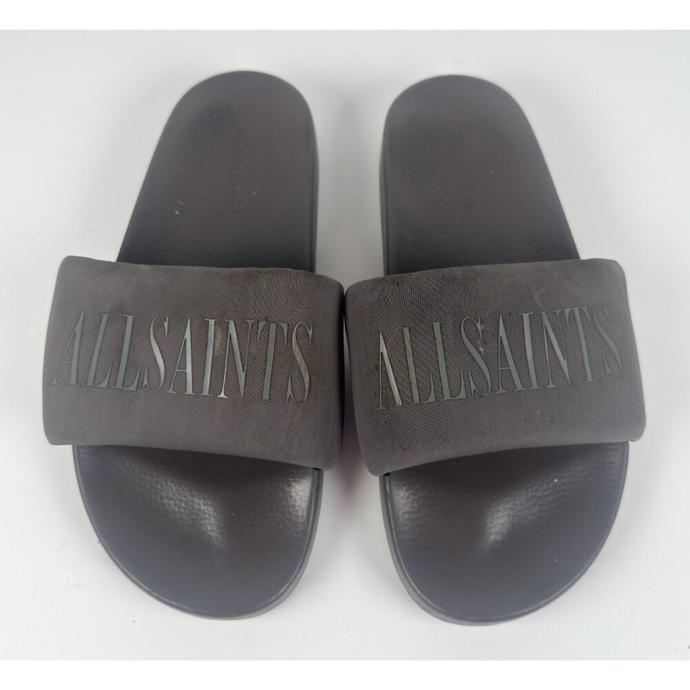 All Saints Men's Charcoal Gray Rubber Slide Sandals EU 42 US 9